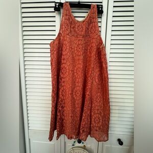 FREE PEOPLE Peach Lace Sleeveless Mini Dress M